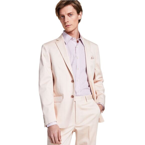 Calvin Klein Mens Slim-fit Cotton Suit Jacket 42 Regular Pink Blazer - NWT $360